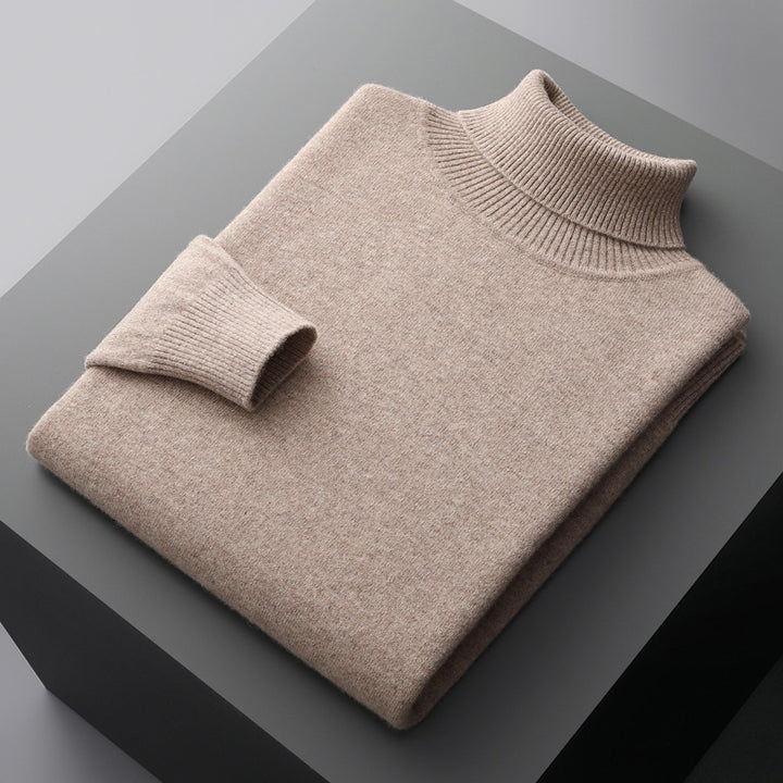 Men's wool pullover, turtleneck, 100% wool