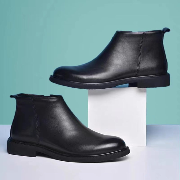 Men's Chelsea boots, simple design, synthetic leather