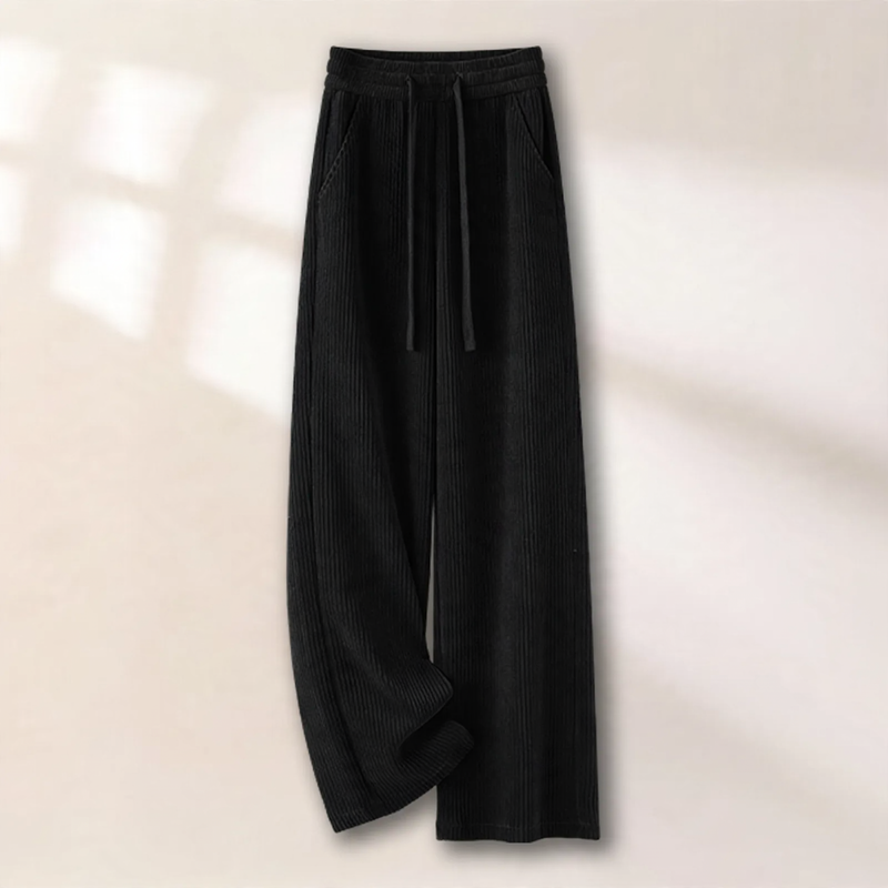 Padded cord wide-leg trousers with a straight cut