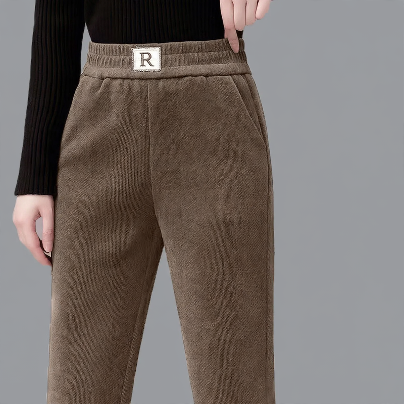 Lined corduroy leisure pants for women