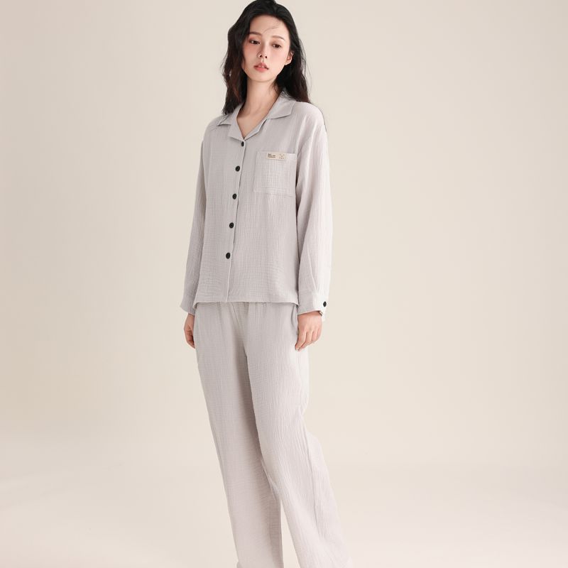 Cotton pajama set, round neck, for couples