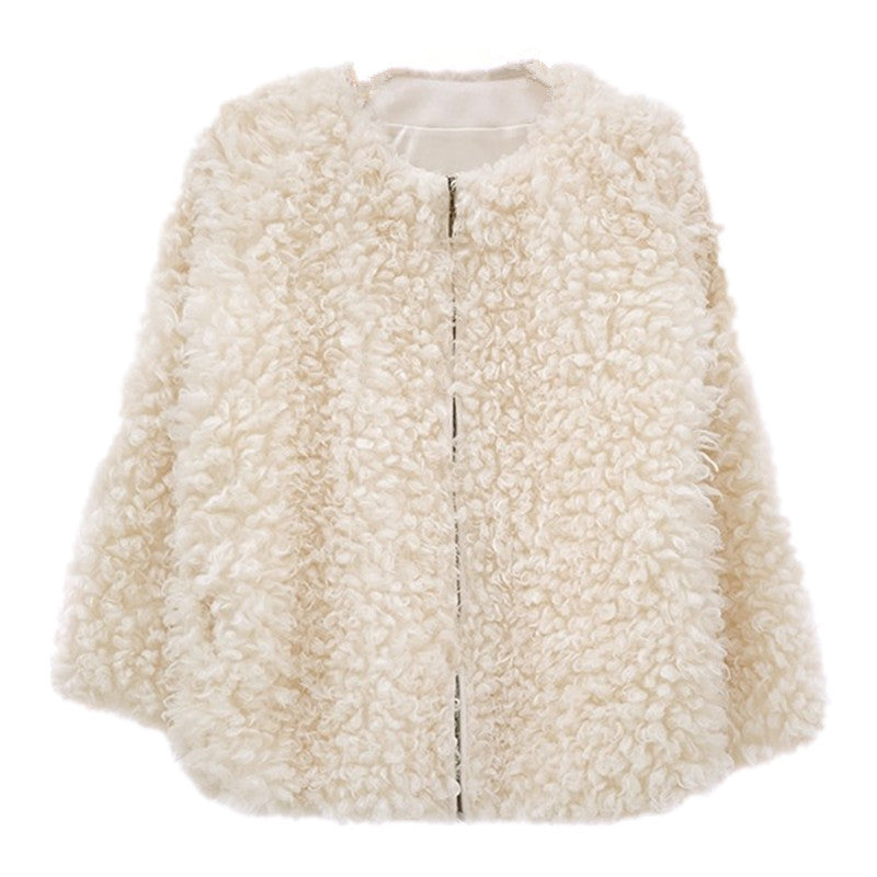 Loose teddy coat made of lambswool