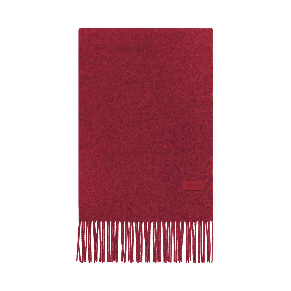 Soft merino wool blend scarf with fringes