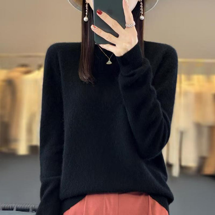 Women's wool sweater, crew neck, loose fit