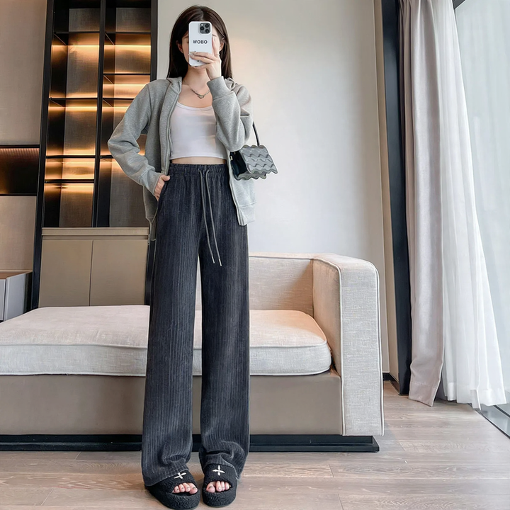 Women's corduroy pants, straight cut, padded
