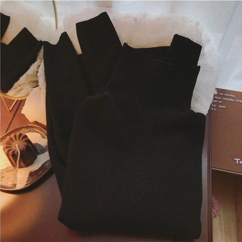 Women's turtleneck sweater, solid color, knitted
