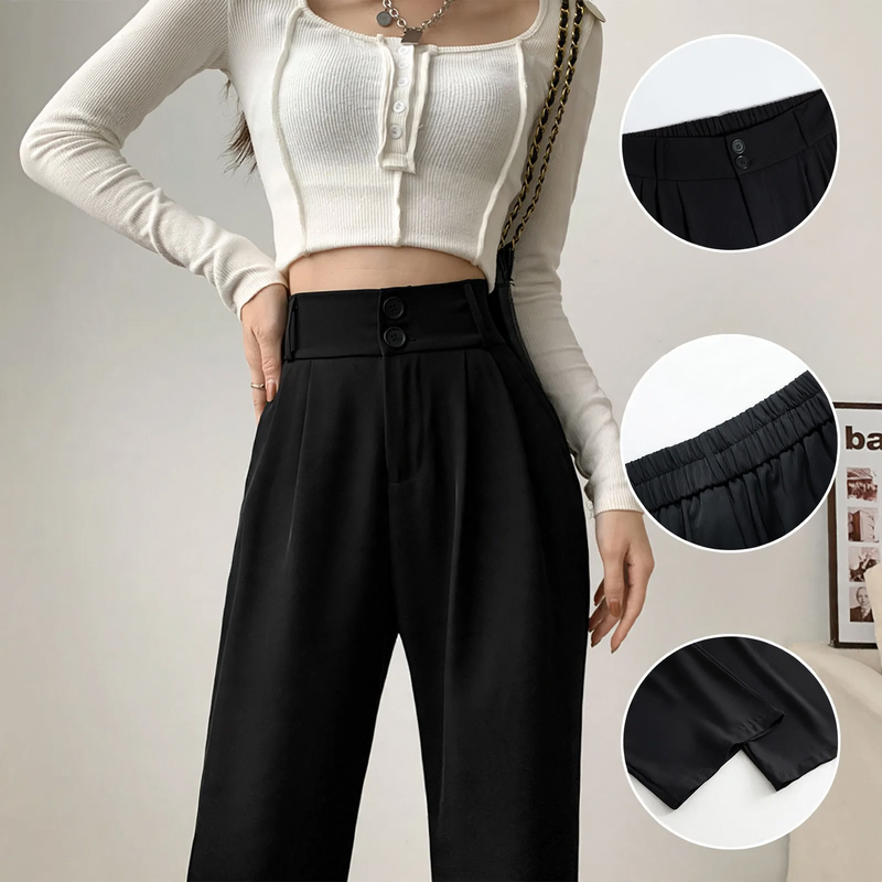 Women's corduroy pants, straight cut, high waist, lined