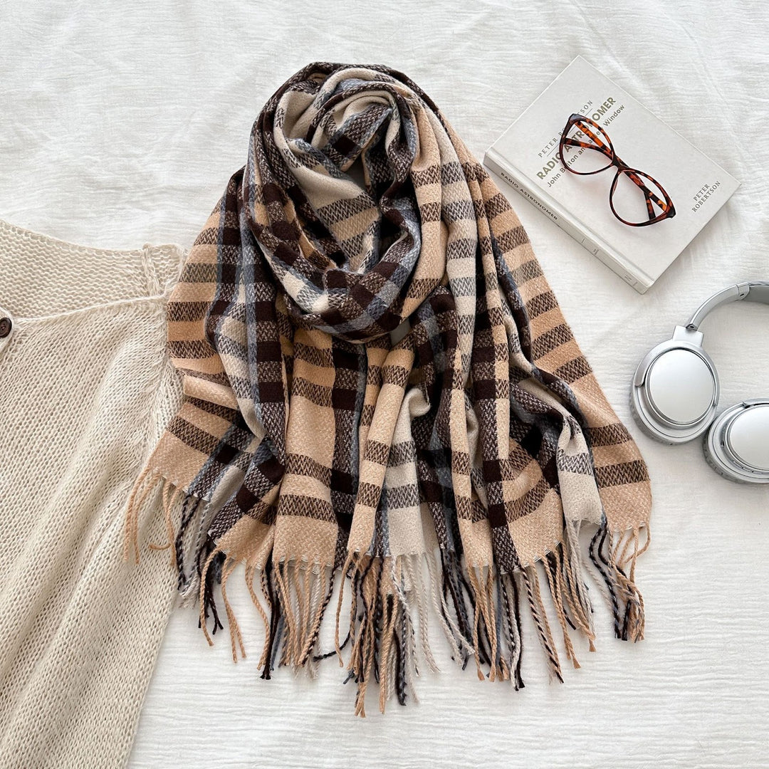 Checked scarf in cashmere look, warming