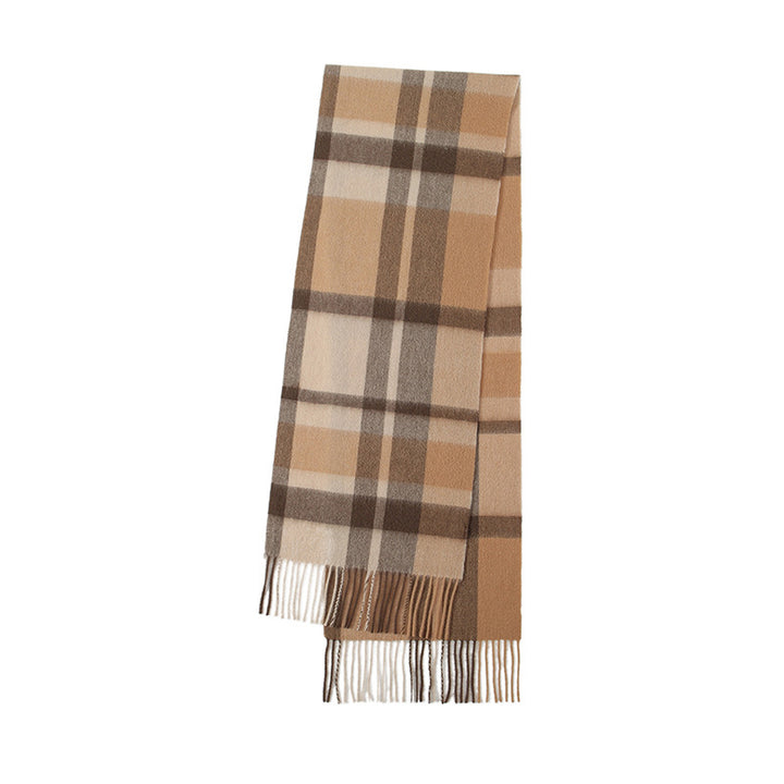 Checked scarf with fringes, 180x30cm