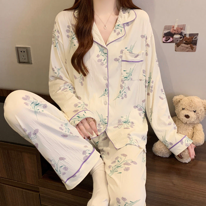 Women’s Pajama Set, long-sleeve, with bow detail