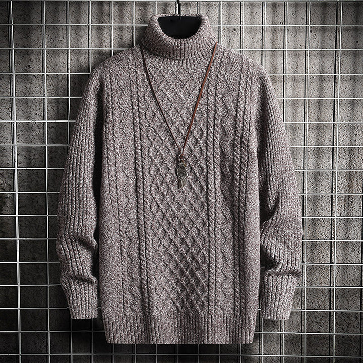 Men's sweater, turtleneck, diamond pattern, slim