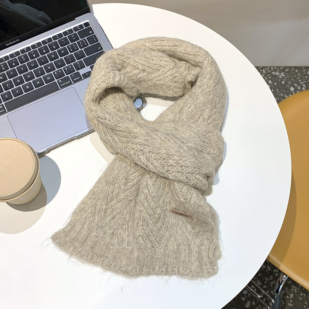 Alpaca wool knitted scarf, warm and soft, 24x165 cm