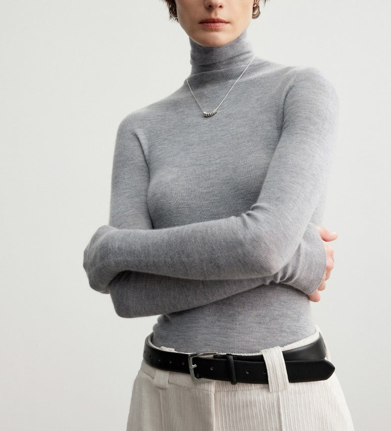 Women's cashmere sweater with stand-up collar, seamless