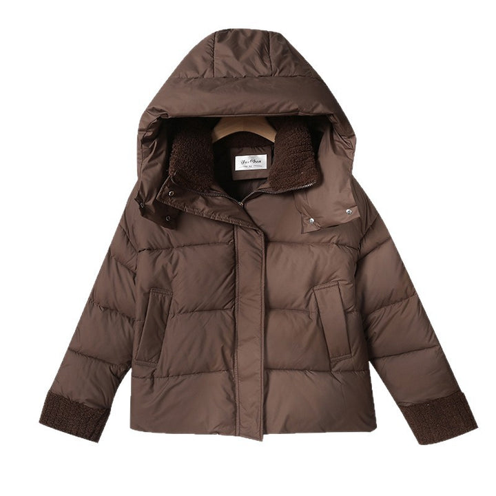 Padded winter jacket with faux sheepskin collar