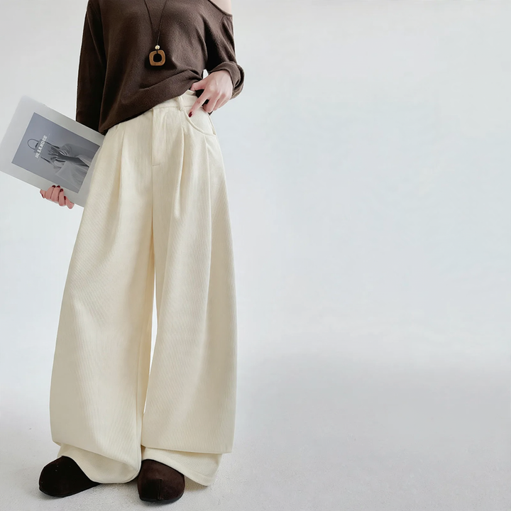 Padded corduroy suit pants with high waist
