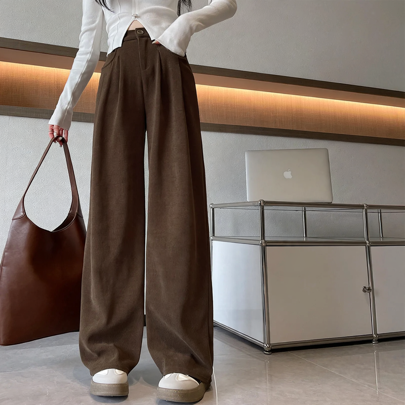 Women's corduroy trousers, straight cut, autumn