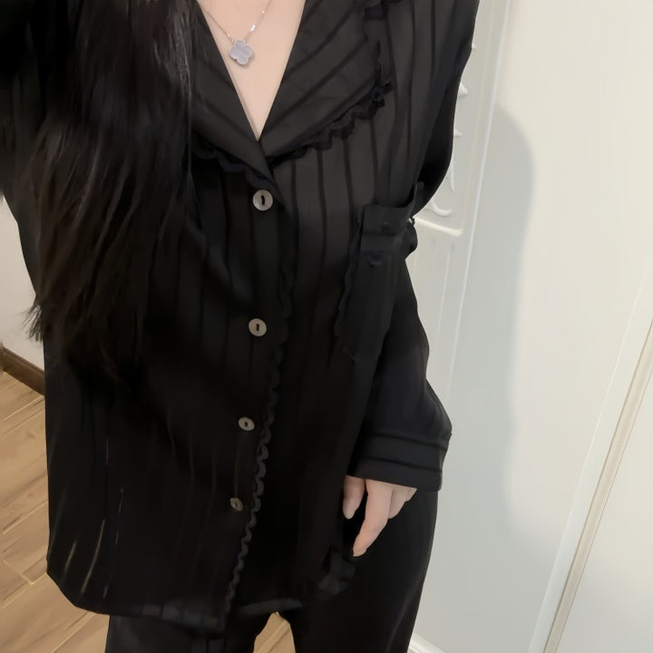 Ladies' pajamas, ice silk, long, with texture