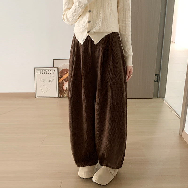 Cord-Harem pants with a high waistband