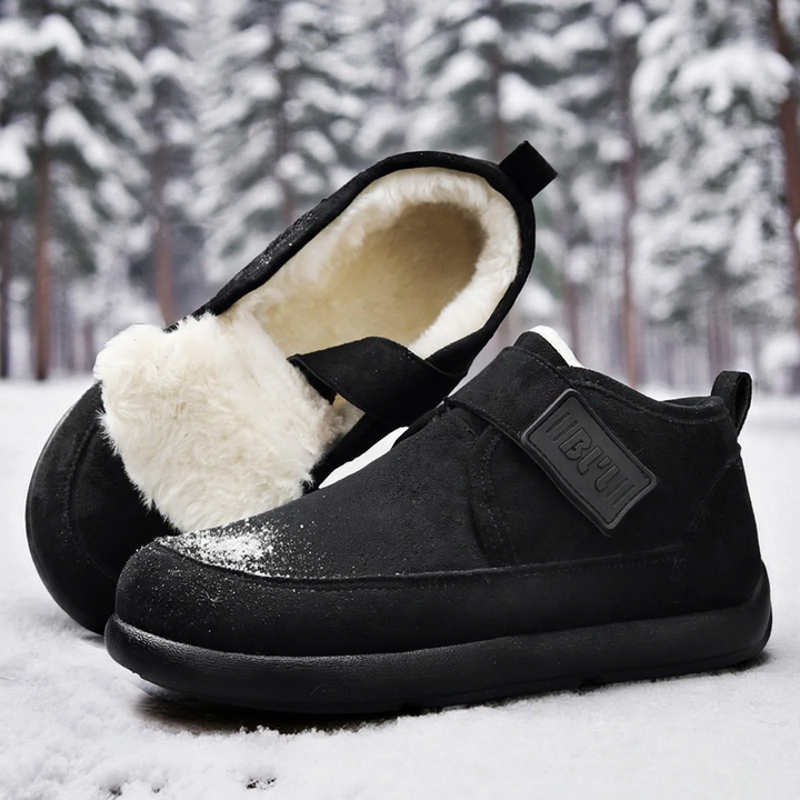 Warm men's winter boots, lined, ankle-high