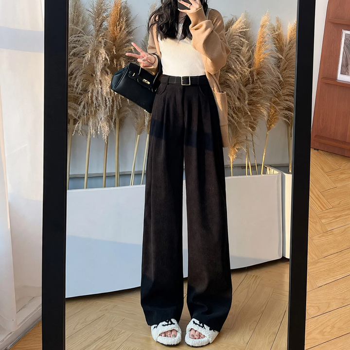 Elegant cord pants for women, wide cut