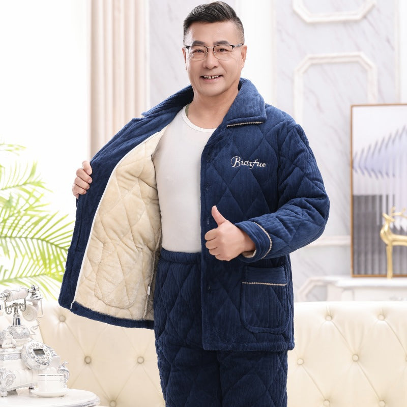 Warmer men's pajamas, padded, for winter