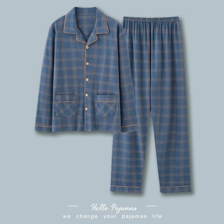 Men's Pajama Set, Cotton, Long Sleeve, Checked