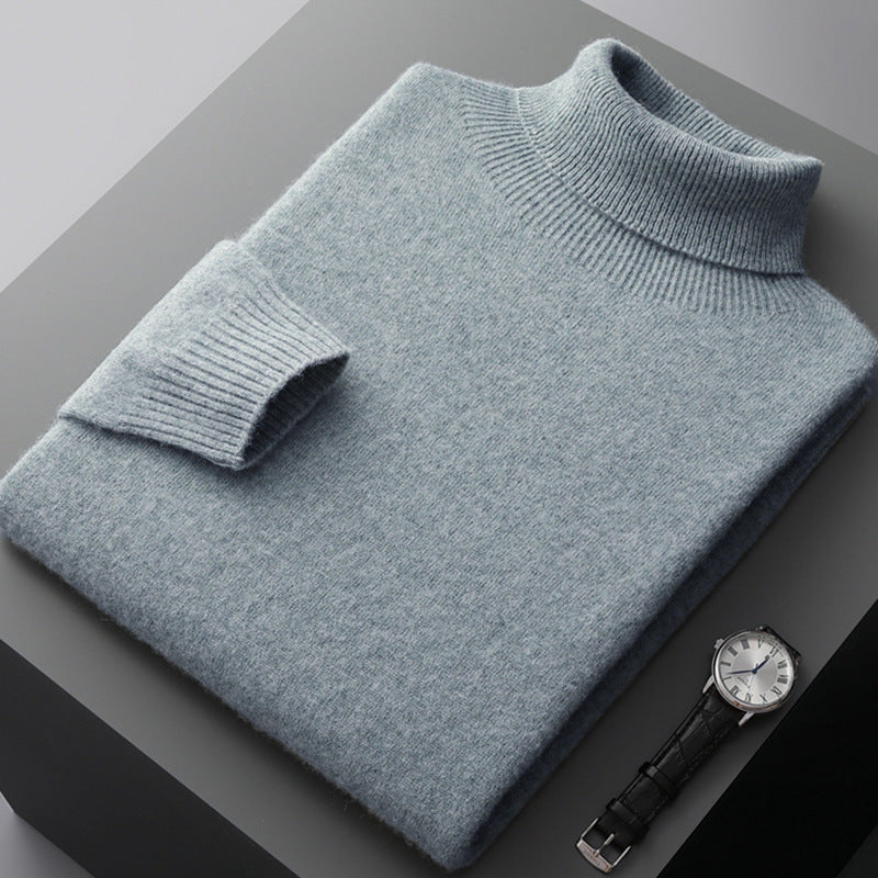 Men's turtleneck sweater made of 100% wool, seamless