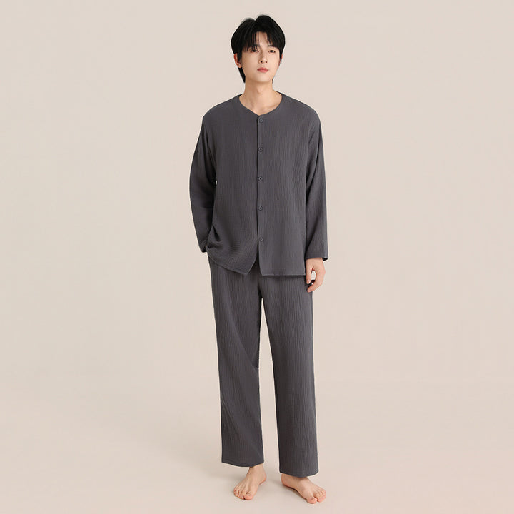 Cotton pajama set, round neck, for couples