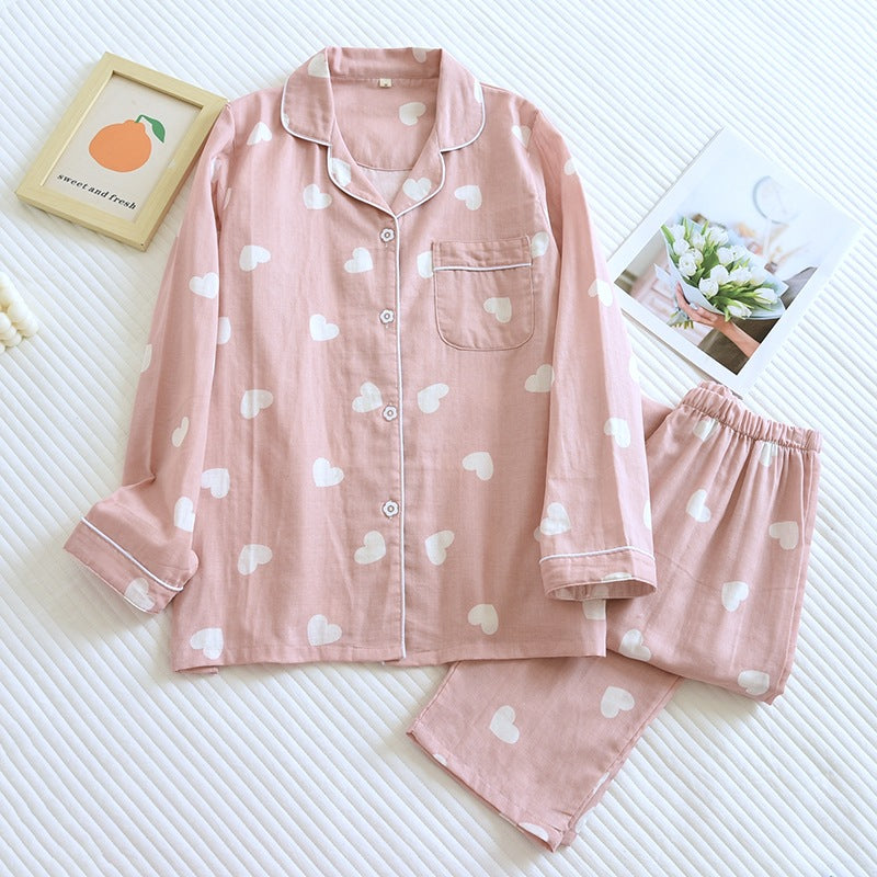 Light cotton muslin set with heart motif