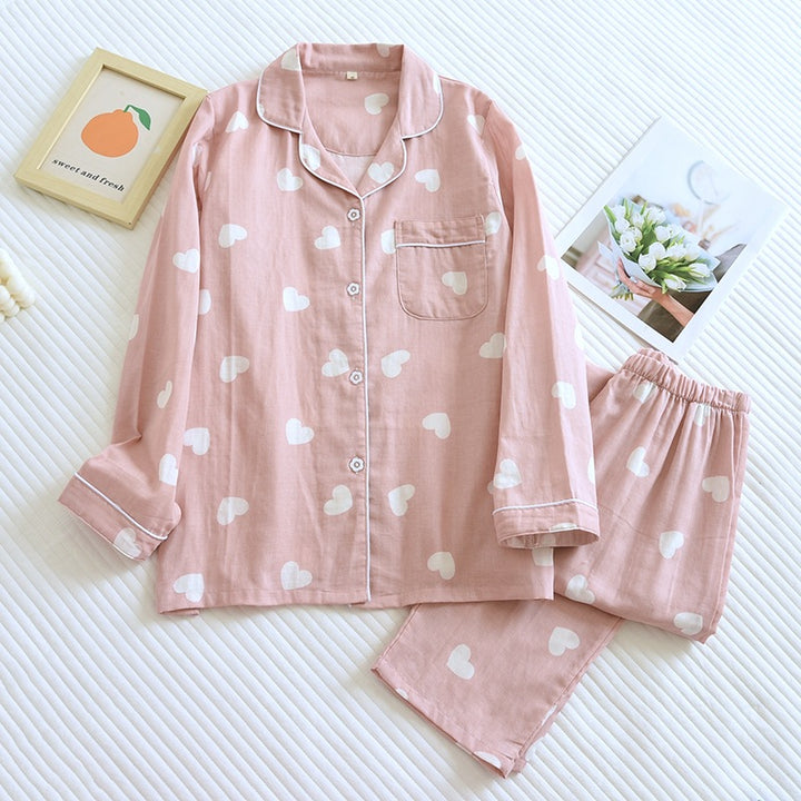Light cotton muslin set with heart motif