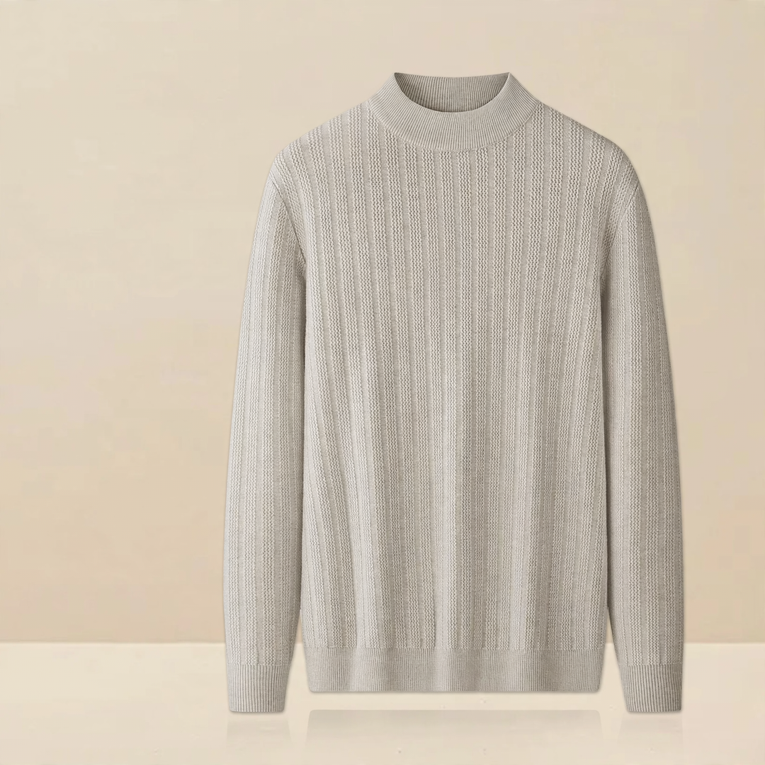 Men's knitted sweater with stand-up collar