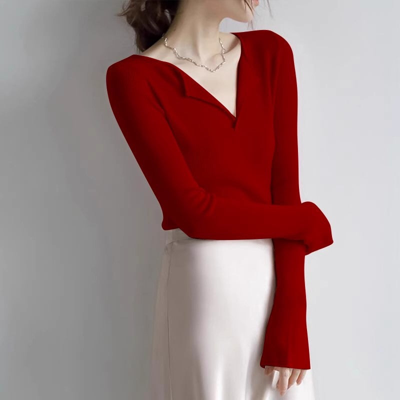 Women's sweater with V-neck