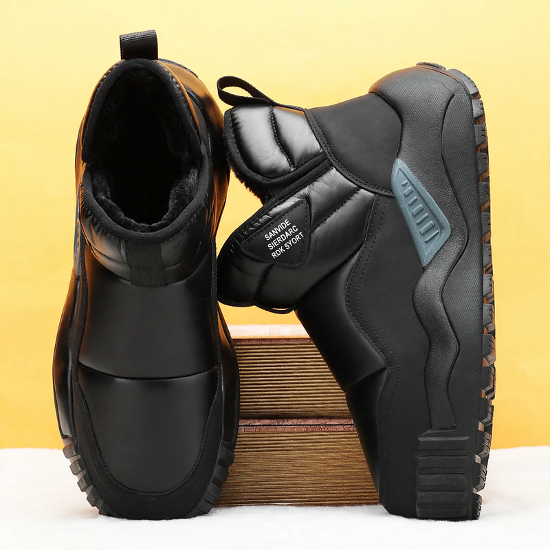 Padded men's winter boots, slip-resistant, slip-on