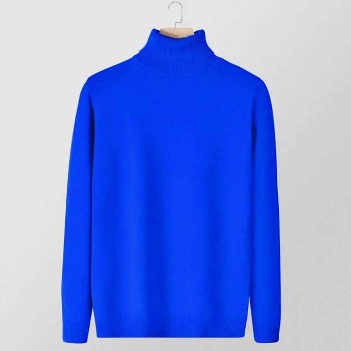 Men's knit sweater with high collar, slim fit