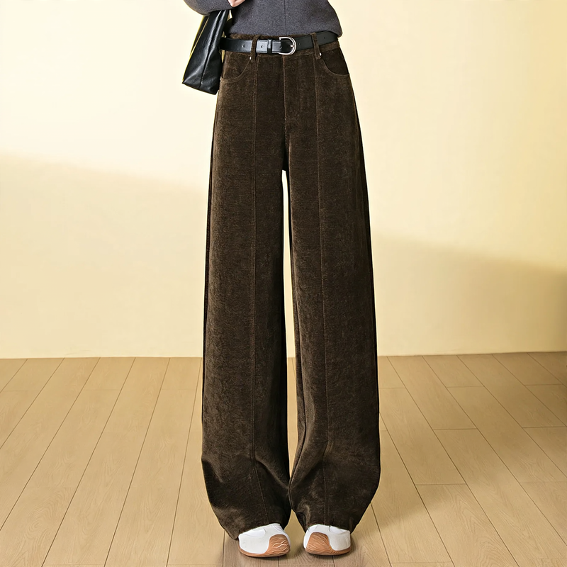 A-line corduroy trousers, high waisted, lined, winter