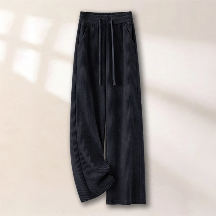 Padded cord wide-leg trousers with a straight cut