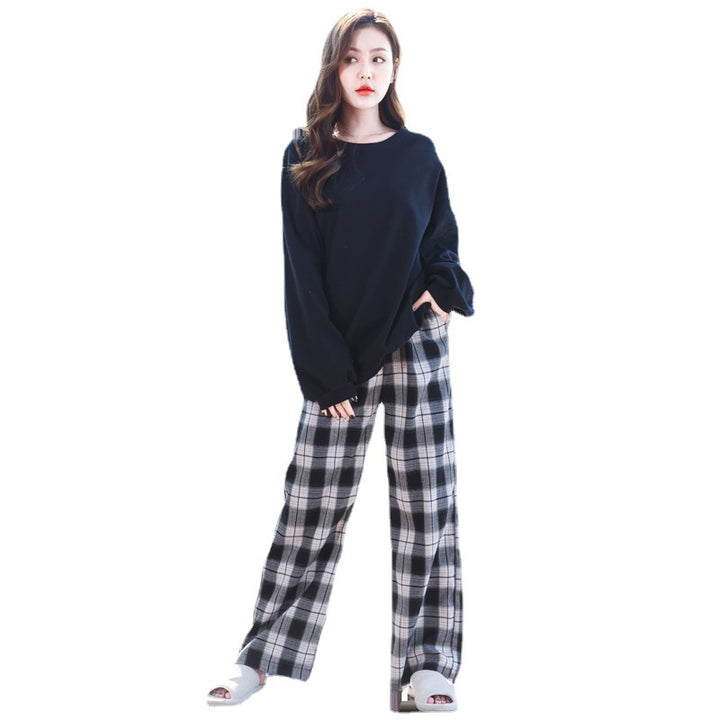Women's cotton pajama set, checked