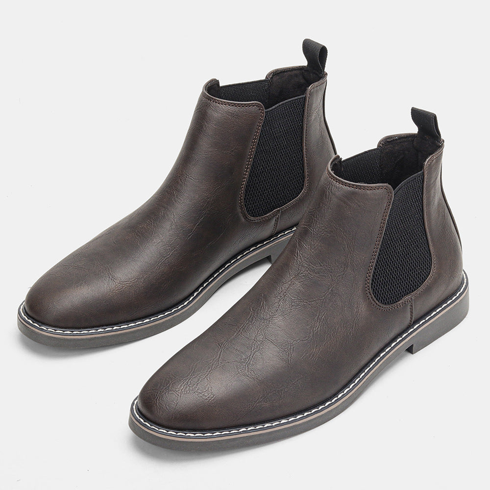 Men's Chelsea boots, PU leather, non-slip, low heel