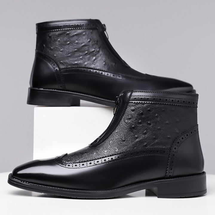 Men's Chelsea Boots with Embossing, Zipper