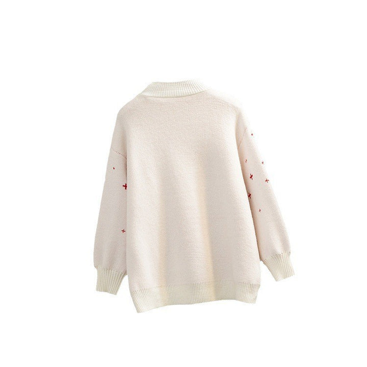 Loose women's Christmas sweater with reindeer motif