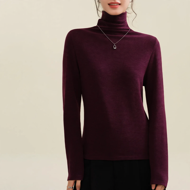 Women's Wool-Silk Sweater, lined, with stand-up collar