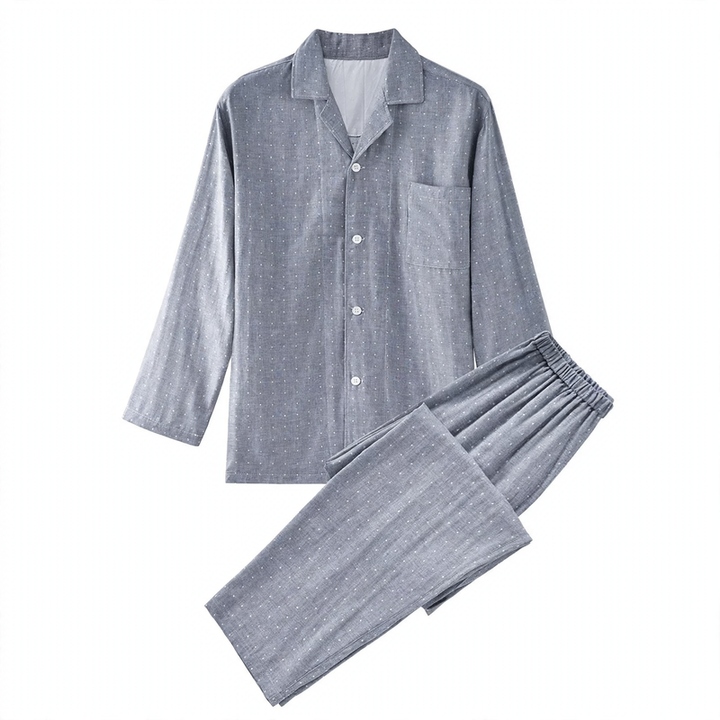 House suit, cotton, double-layered muslin, check pattern