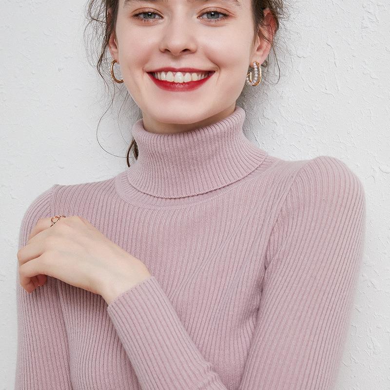 Women’s turtleneck sweater, knitted, slim fit