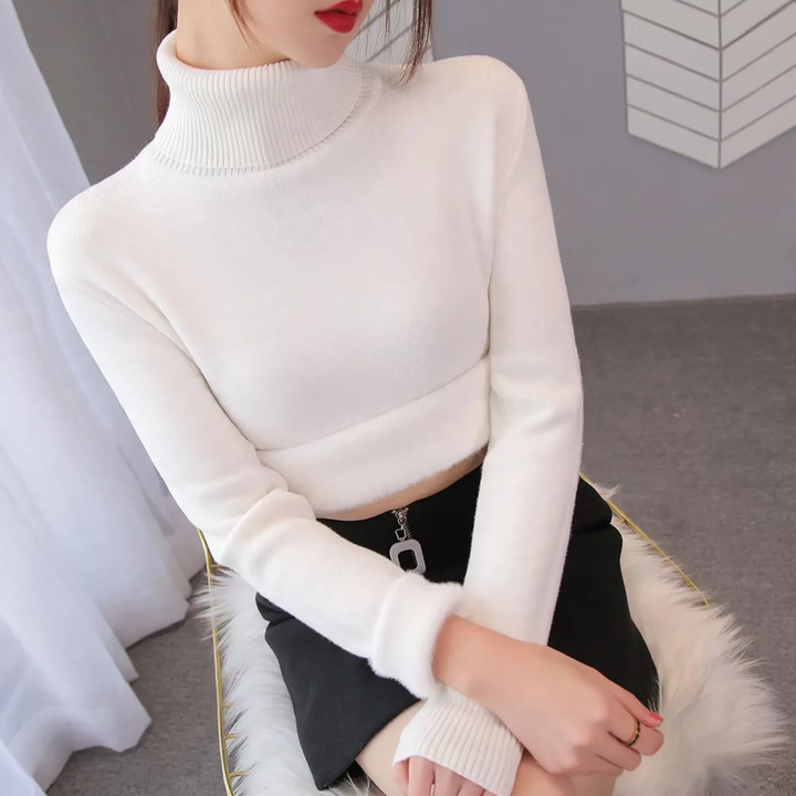 Women’s turtleneck sweater, lined, geometric pattern