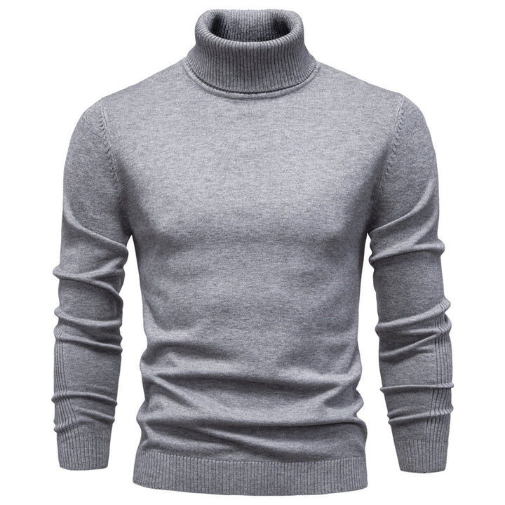 Men's turtleneck sweater, solid color, casual