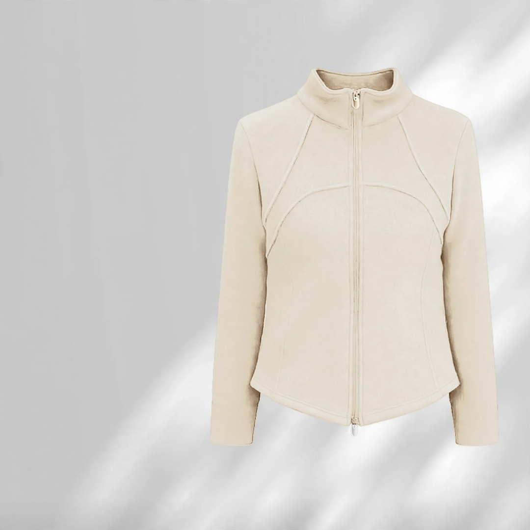 Padded lambskin sports jacket with stand-up collar