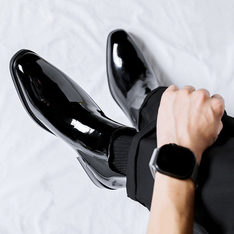 Men's Chelsea Boots, Patent Leather Look