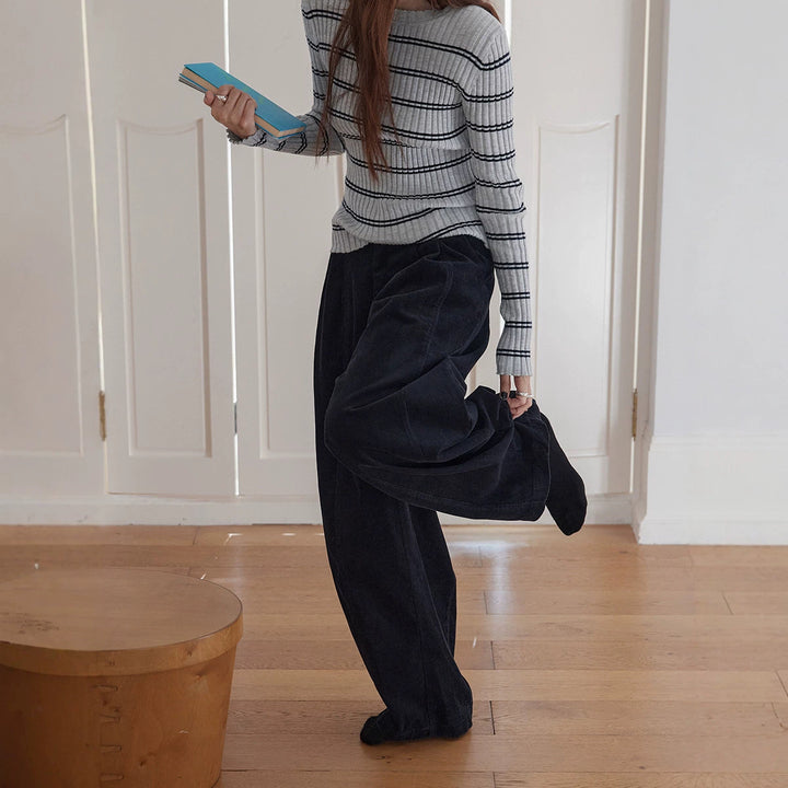 Retro-cord trousers, loose fit, women's