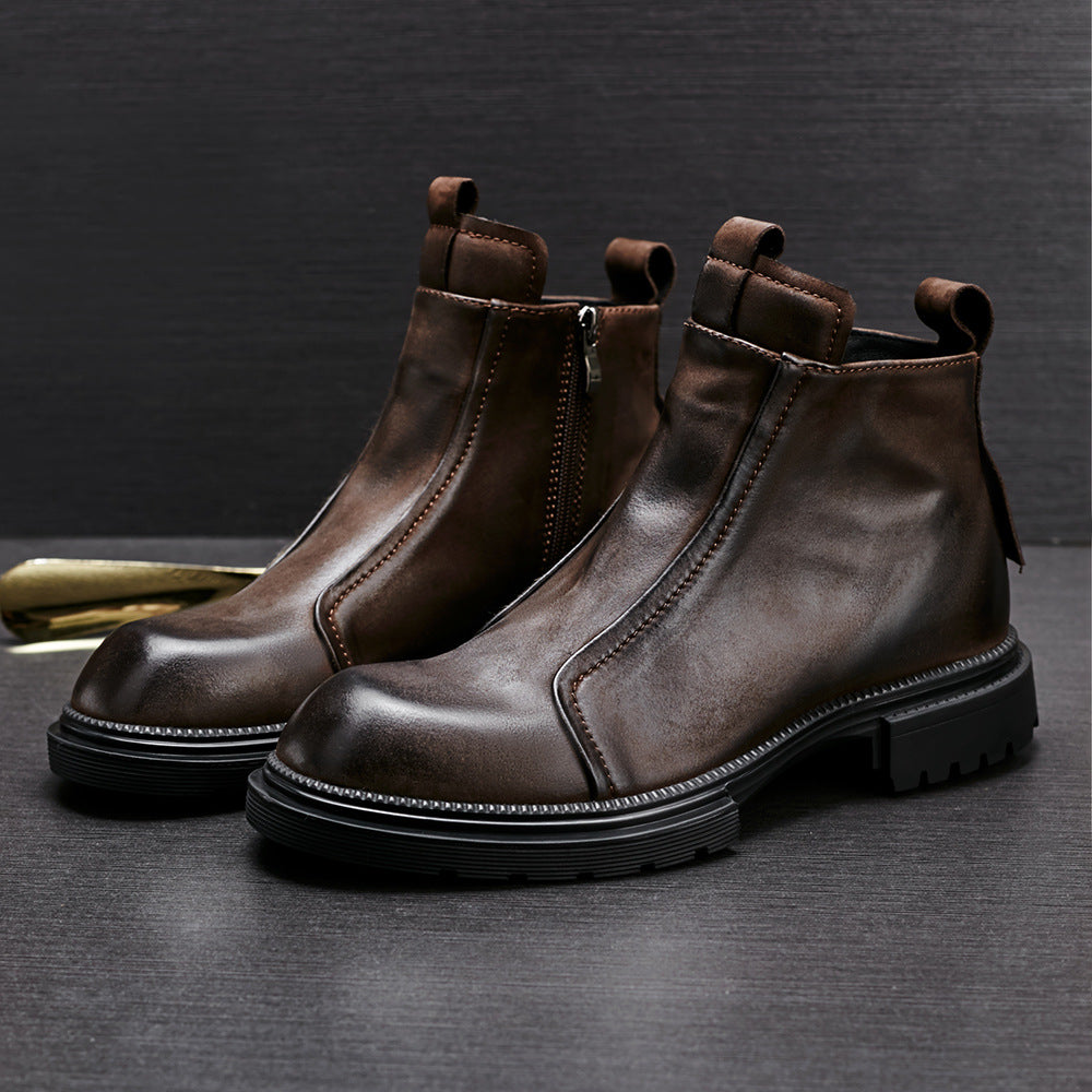 Men's Chelsea boots with platform, genuine leather