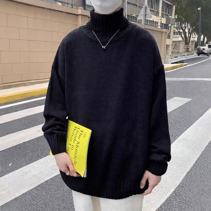 Men's turtleneck sweater, loose fit, retro style